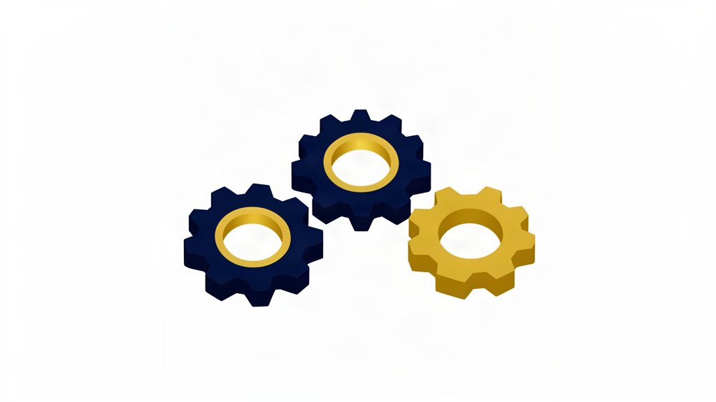 Three connected gears representing automated tasks working together